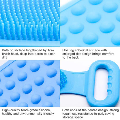 LAMANSH Multicolor / Rubber / 3 LAMANSH® (pack of 3) Silicone Body Back Scrubber Big Size 71x10cm, Double Side Bathing Brush for Skin Deep Cleaning Massage, Dead Skin Removal Exfoliating Belt for Shower