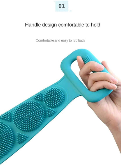 LAMANSH Multicolor / Rubber / 3 LAMANSH® (pack of 3) Silicone Body Back Scrubber Big Size 71x10cm, Double Side Bathing Brush for Skin Deep Cleaning Massage, Dead Skin Removal Exfoliating Belt for Shower