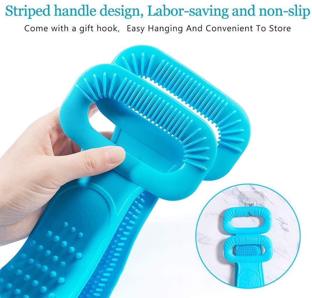 LAMANSH Multicolor / Rubber / 3 LAMANSH® (pack of 3) Silicone Body Back Scrubber Big Size 71x10cm, Double Side Bathing Brush for Skin Deep Cleaning Massage, Dead Skin Removal Exfoliating Belt for Shower