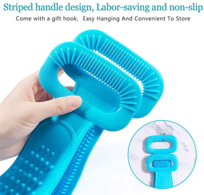 LAMANSH Multicolor / Rubber / 3 LAMANSH® (pack of 3) Silicone Body Back Scrubber Big Size 71x10cm, Double Side Bathing Brush for Skin Deep Cleaning Massage, Dead Skin Removal Exfoliating Belt for Shower