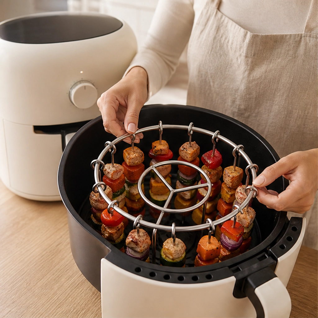 Searspire – 360° Vertical Skewer Grill Stand for Air Fryers, No-Flip & Dishwasher-Safe + 50% OFF