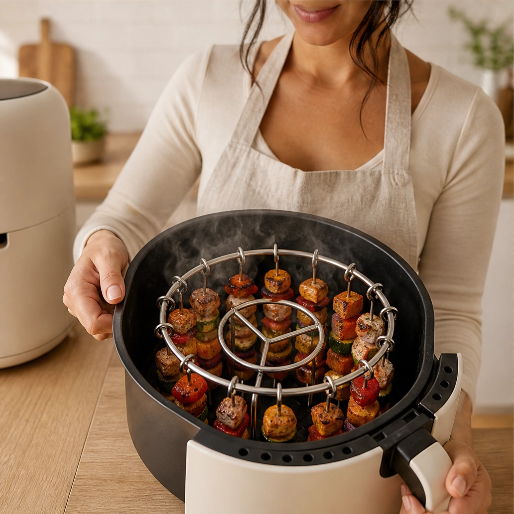 Searspire – 360° Vertical Skewer Grill Stand for Air Fryers, No-Flip & Dishwasher-Safe + 50% OFF