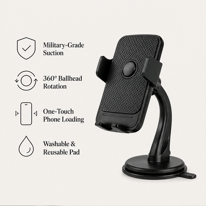 Mavigolw – Bendable 360° Car Phone Holder with Washable Suction Grip 