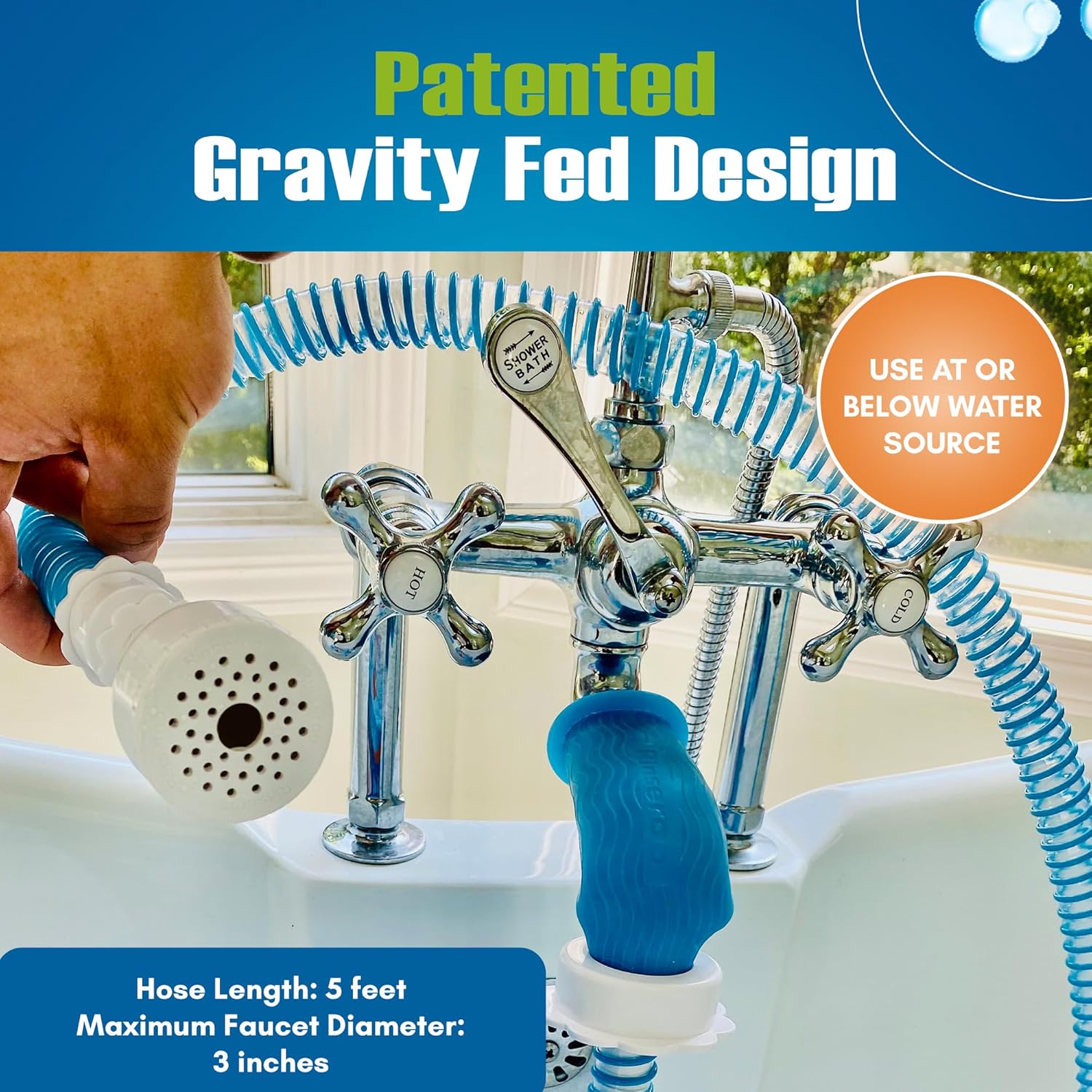 Rinseroo Shower Hose for Pet Bathing - LN21 - Rinseroo Blue - 2
