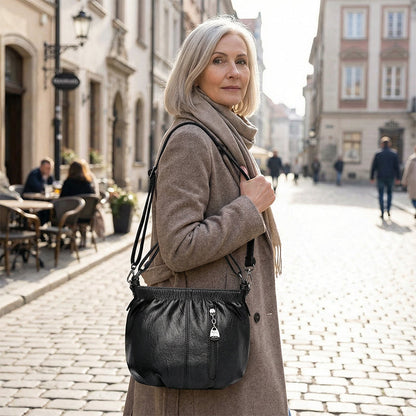 👜50% OFF NOW🎀Casual Pleated Bucket Leather Handbag – Soft Leather, Versatile Style & Adjustable Shoulder Strap✨