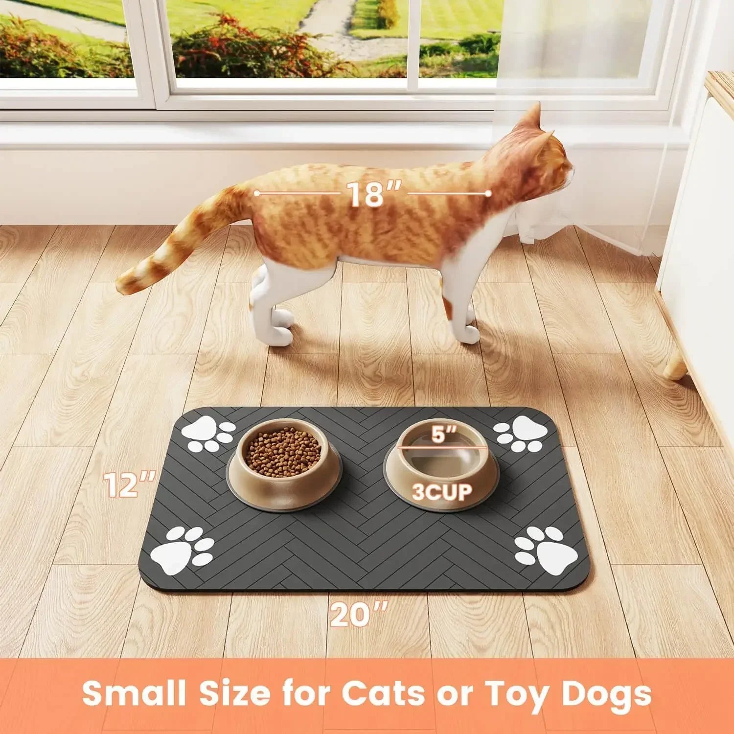 Feeding Mat-Absorbent For Food and Water Bowl - Big Cart Sky