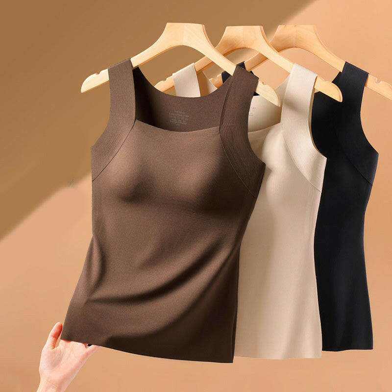 Women’s U-Neck Thermal Tank with Built-In Bra 