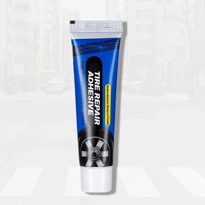 clarioy tire repair adhesive tube, waterproof auto tool for car tires, on city street background