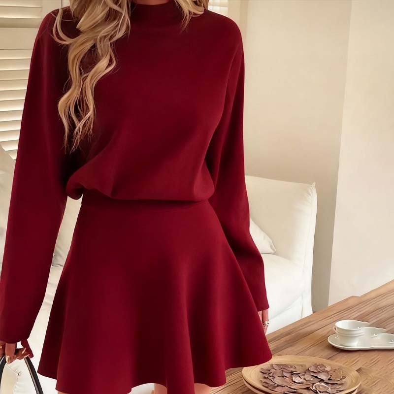 💖New Arrival 50% OFF💖—Women's Mock Neck Knit A-Line Mini Dress