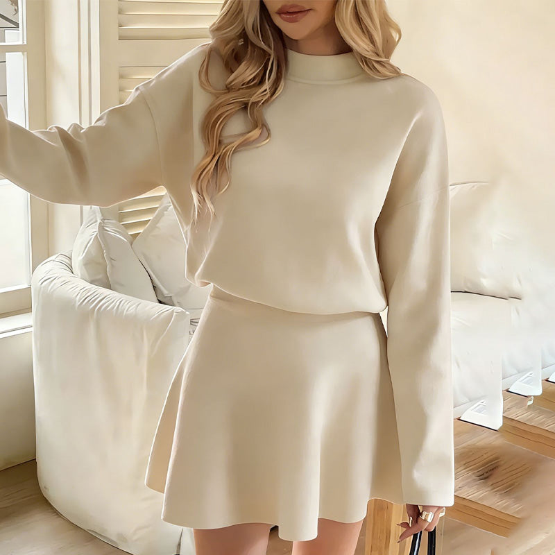 💖New Arrival 50% OFF💖—Women's Mock Neck Knit A-Line Mini Dress