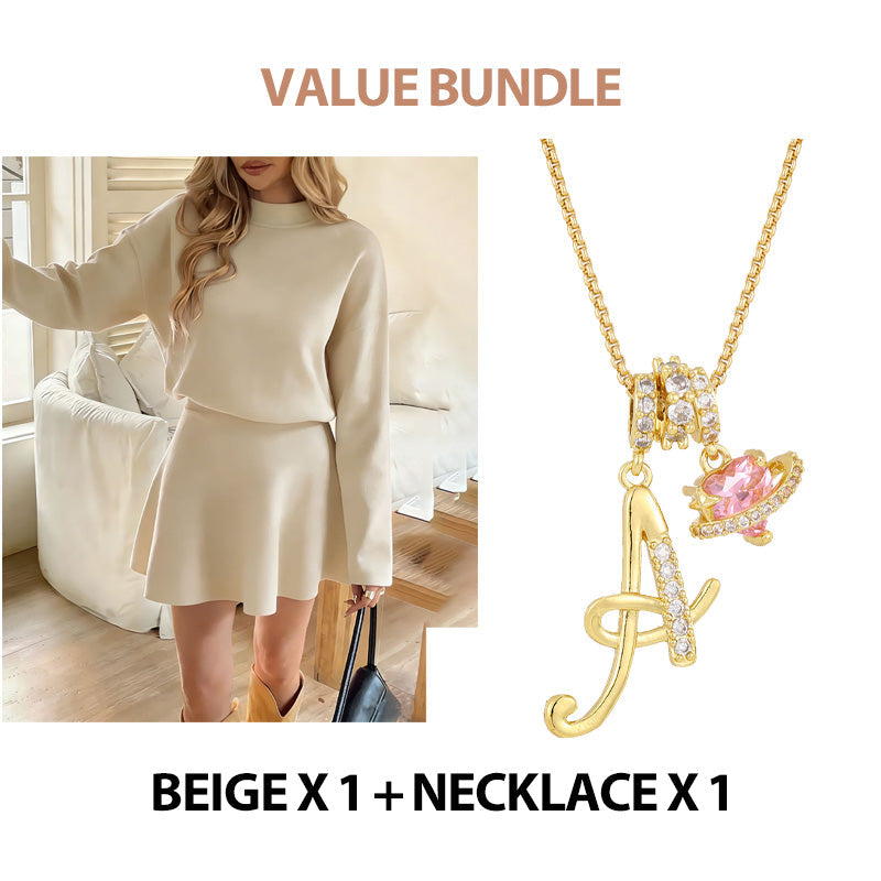 💖New Arrival 50% OFF💖—Women's Mock Neck Knit A-Line Mini Dress