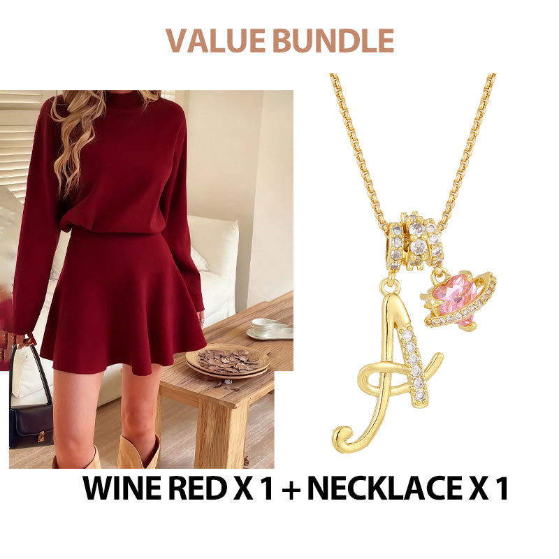 💖New Arrival 50% OFF💖—Women's Mock Neck Knit A-Line Mini Dress