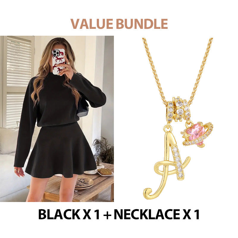 💖New Arrival 50% OFF💖—Women's Mock Neck Knit A-Line Mini Dress