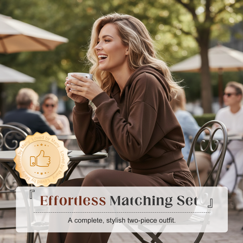 Women's Crop Hoodie & Wide-Leg Pants Set