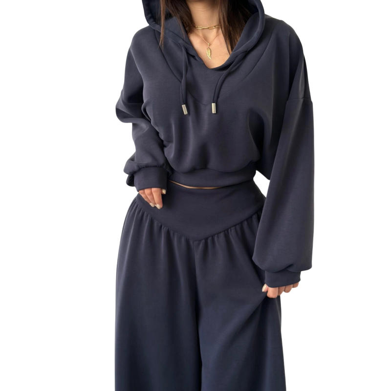 Women's Crop Hoodie & Wide-Leg Pants Set