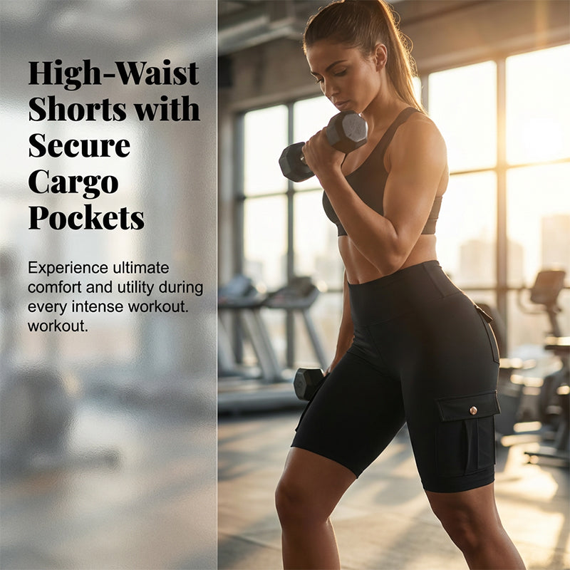 🍑 50% OFF NOW! 🏋️‍♀️ High-Waist Butt-Lifting Athletic Shorts – 4-Way Stretch & Pockets – Squat-Proof & Moisture Wicking 🧘‍♀️