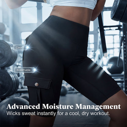 🍑 50% OFF NOW! 🏋️‍♀️ High-Waist Butt-Lifting Athletic Shorts – 4-Way Stretch & Pockets – Squat-Proof & Moisture Wicking 🧘‍♀️