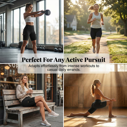 🍑 50% OFF NOW! 🏋️‍♀️ High-Waist Butt-Lifting Athletic Shorts – 4-Way Stretch & Pockets – Squat-Proof & Moisture Wicking 🧘‍♀️