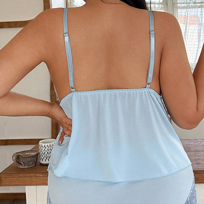 Maviglow™ – Lace V-Neck Cami & Shorts Pajama Set with Adjustable Straps 
